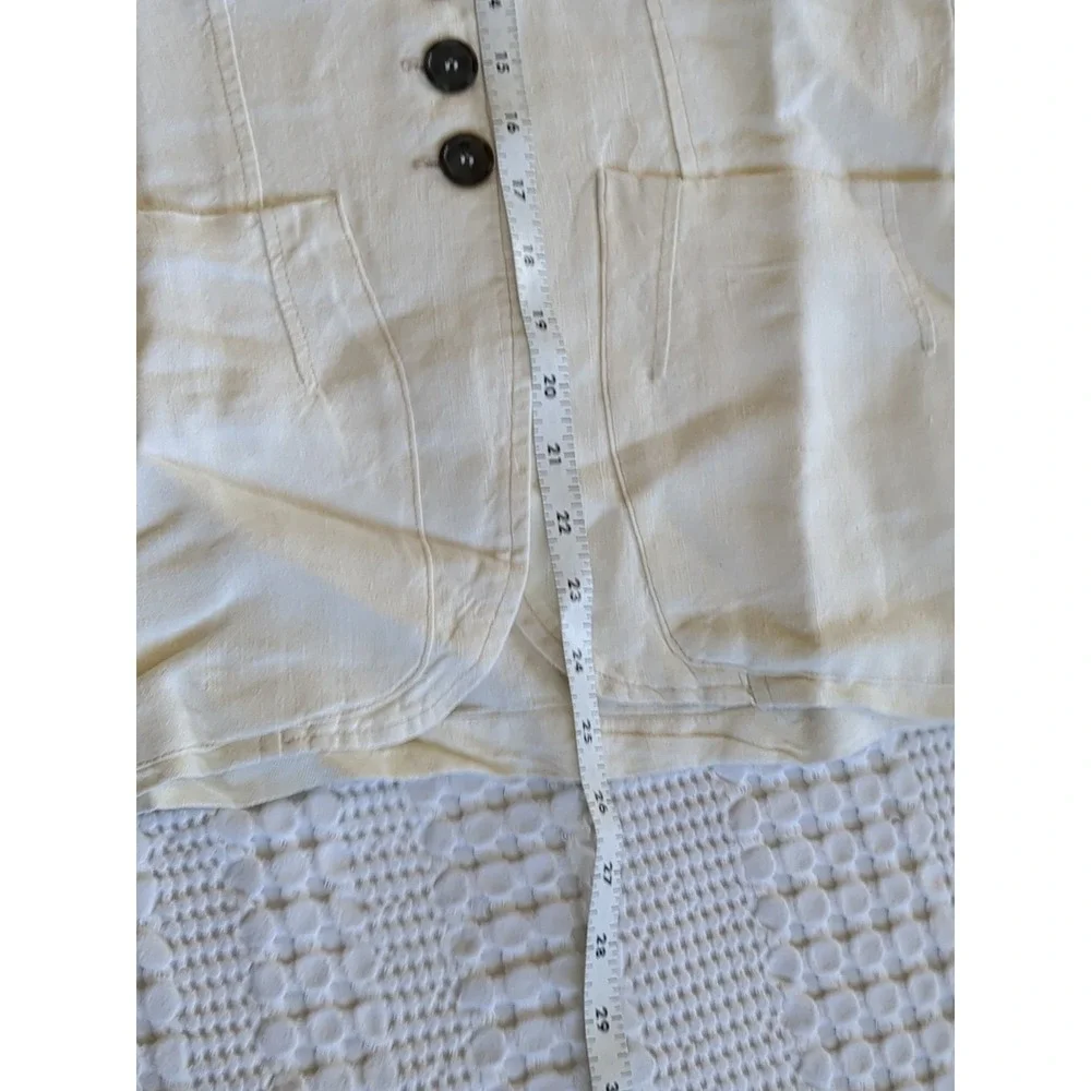 CP Shades 100% Linen Jacket Button USA Made‎ White Sz Medium Lagenlook
